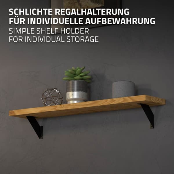 Hyllyteline kolmio 2 kpl 10x10x3 cm musta metalli ML-Design