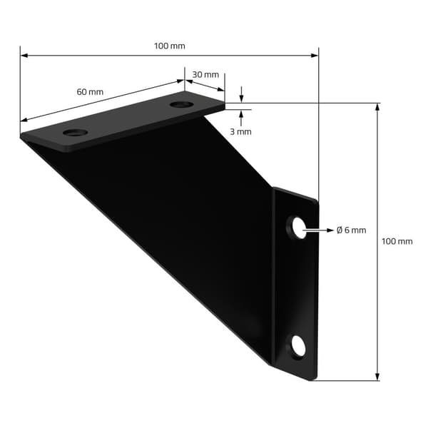 Hyllyteline kolmio 2 kpl 10x10x3 cm musta metalli ML-Design