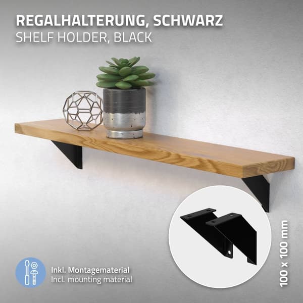 Hyllyteline kolmio 2 kpl 10x10x3 cm musta metalli ML-Design