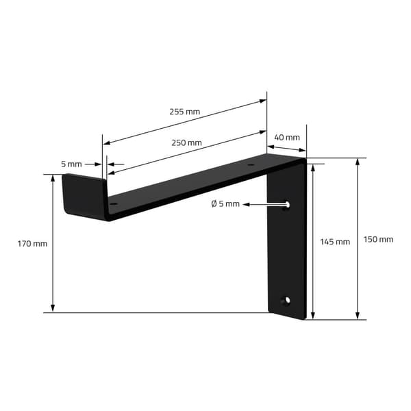 Hyllkonsol 2 st 25x4x14,5 cm svart metall 5 mm hål ML design