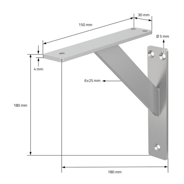 Hyldeknægte sæt med 2 stk. 180x180 mm sølv aluminium ML design