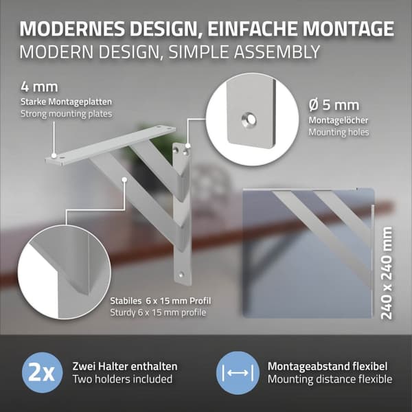 Hyldeknægte sæt med 2 stk. 240x240 mm sort aluminium ML-design