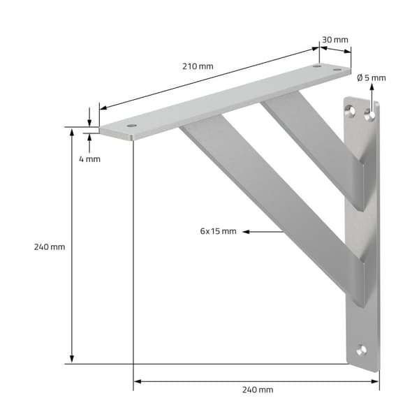 Hyldeknægte sæt med 2 stk. 240x240 mm sort aluminium ML-design