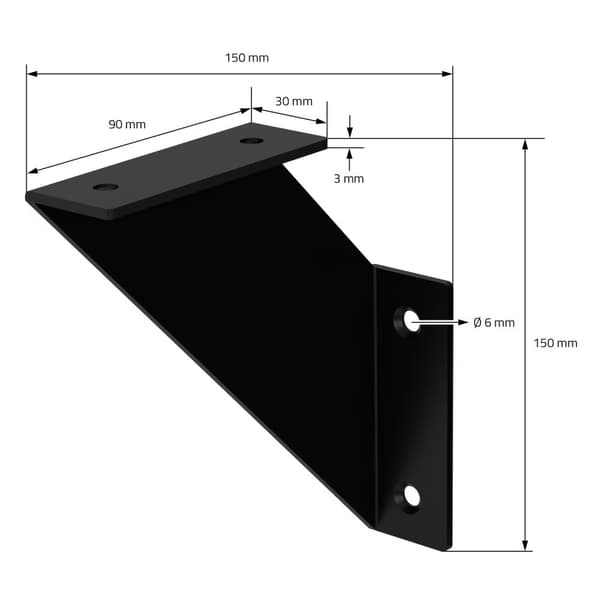 Hyllyteline kolmio 2 kpl 15x15x3 cm musta metalli ML-Design