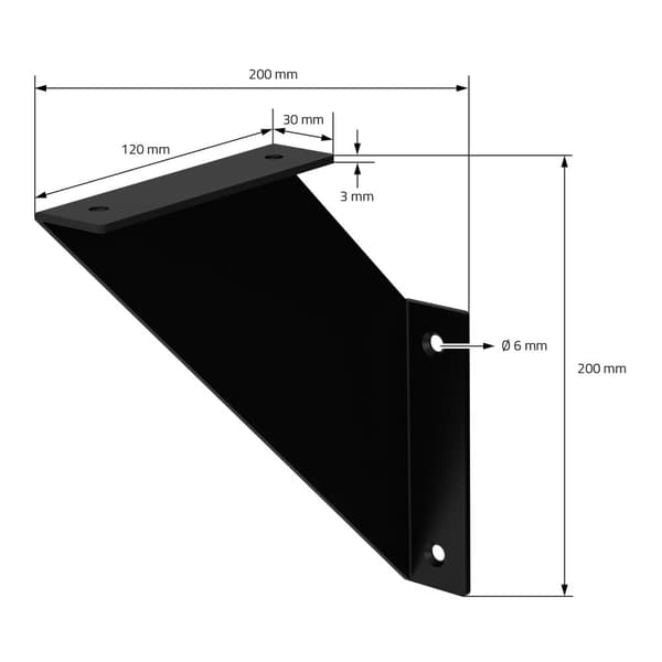 Hyldeknægt trekant 2 stk. 20x20x3 cm sort metal ML-Design