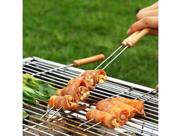 BBQ - spyd med trehåndtak, lang 38 cm (4 stk.)