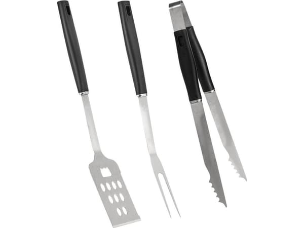 BBQ Utstyr grilltilbehør 3 elementer, tang, slikkepott, universalgaffel
