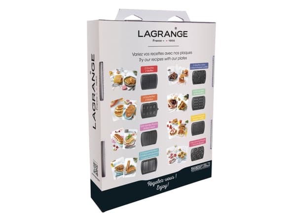 LAGRANGE Premium Gaufres Plaques Grill/Panini, Tallrik, Svart, Polytetrafluoreten (PTFE), Nötkött, Fisk, Lamm, Fläsk, Höns, Fisk och skaldjur, Torg,