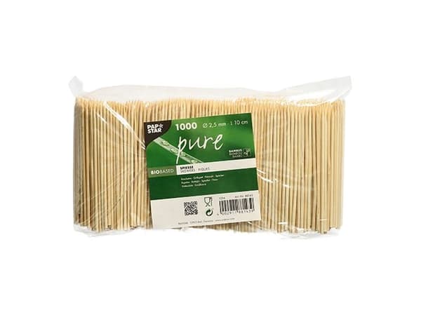 Papstar 88143, Bamboo, Naturlig, 10 cm, 2,5 mm, 1000 stykker