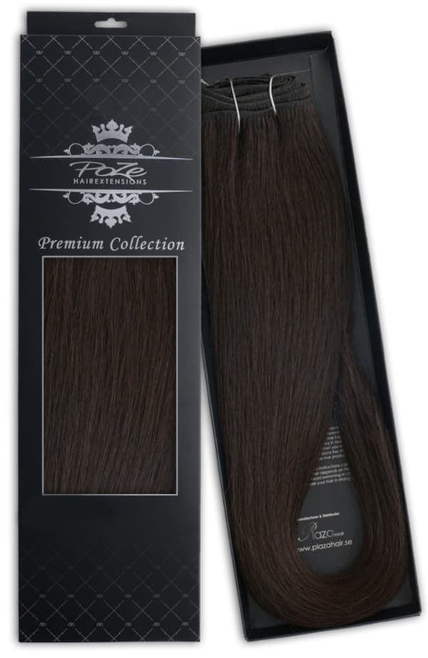 Poze Premium Hårträns Hårförlängning - 110g Midnight Brown 1B - 50cm