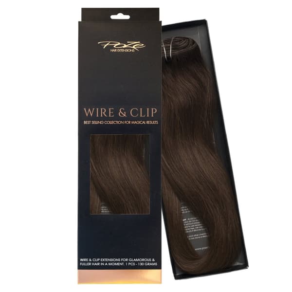 Poze Standard Äkta Löshår Wire & Clip - 130g Chocolate Brown 4B - 50cm