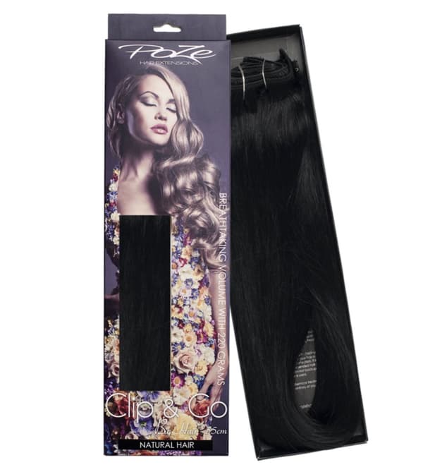 Poze Standard Löshår Clip & Go Miss Volume - 220g Midnight Black 1N - 55cm