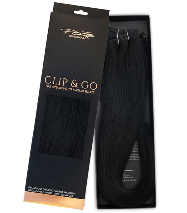 Poze Standard Äkta Löshår Clip & Go - 125g Midnight Black 1N - 60cm