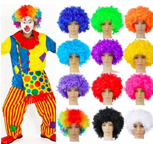Klovneparykk, afroparykk, pride - 10 farger Svart Klovneparykk, afroparykk, pride - 10 farger Svart