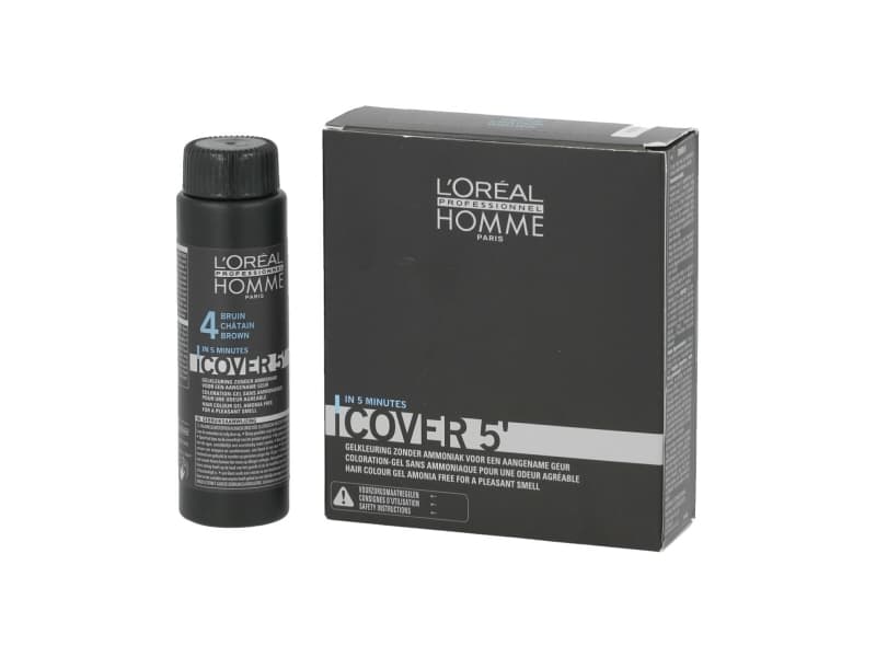 L Oreal Professionnel Homme Cover 5 Hair Colour Gel 4 Medium Brown 3 x 50 ml