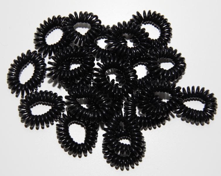 15-pack hårsnodd telefonsladd spiral fashion hair ring (svart) S