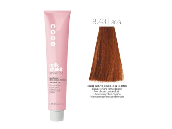 Milk Shake Milk Shake, Smoothies, Ammonia-Free, Semi-Permanent Hair Dye, 8.438CG Light Copper Golden Blond, 100 ml For Women