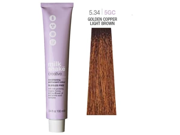 Milk Shake Milk Shake, Creative, SLS/SLES-Free, Permanent Hair Dye, 5.345GC Golden Copper Light Brown, 100 ml For Women