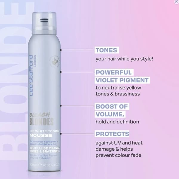 Lee Stafford Lee Stafford - Bleach Blondes Ice White, Toning Mousse 200 ml