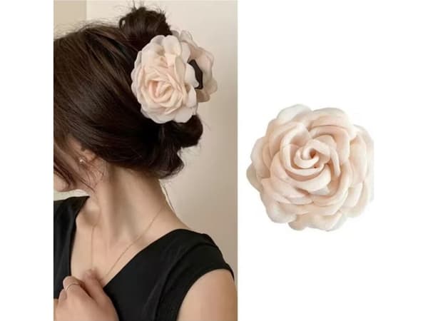 ECARLA_Hårspenne, stor spenne, Cremeowa Rose XL SP288K