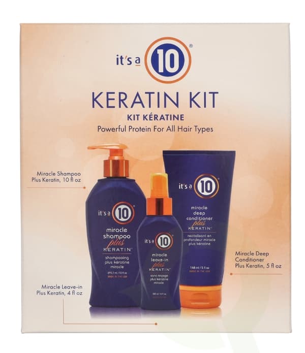 It's a 10 Keratin Set 711.4 ml Shampoo 295,7ml/Conditioner 295,7ml/Leave-in 120ml