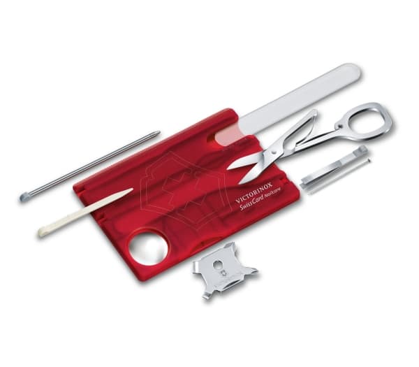 Victorinox V-0.72 40.T Taskuveitsi Swiss Card, punainen läpinäkyvä