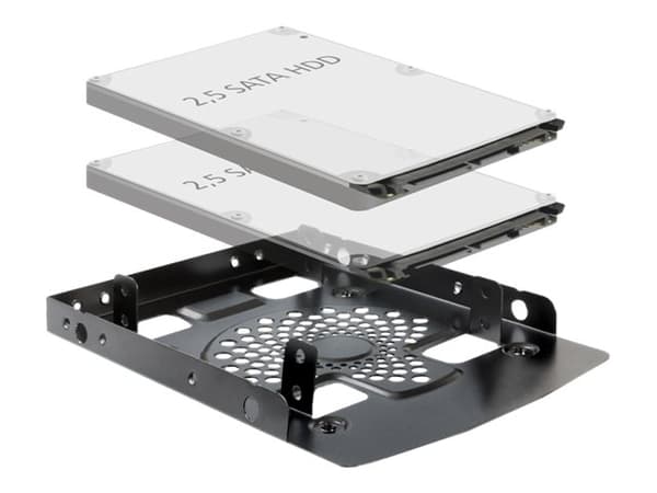 Delock Installation frame 3.5" > 2 x 2.5" HDD - Uttagbar harddiskramme - fra 3,5" til 2,5" - svart