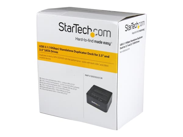 StarTech.com Standalone Hard Drive Duplicator, Dual Bay HDDSSD ClonerCopier, USB 3.1 (10 Gbps) to SATA III (6Gbps) HDDSSD Docking Station, Hard Disk