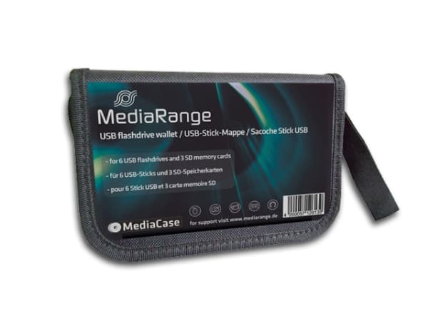 MediaRange Flashdrive wallet - Transportlåda för lagringsenhet - kapacitet: 6 USB Flash-enheter, 3 SD-minneskort