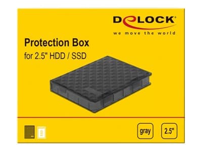 Delock Protection Box - Beskyttende etui til harddisk - kapacitet: 1 hårddisk (2,5") - grå