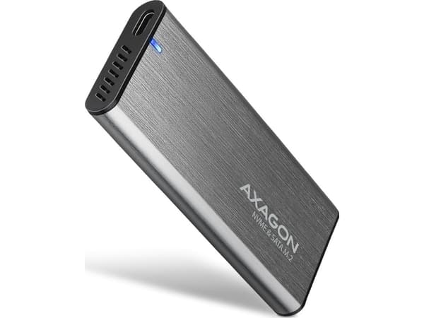 AXAGON EEM2-SG2 RAW BOX eksternt kabinett for M.2 SSD-er USB-C 3.2 Gen 2 - sølv