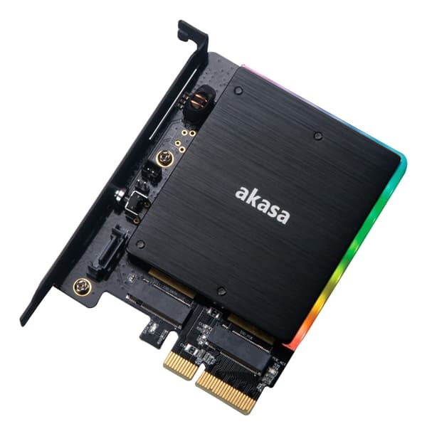 Akasa AK-PCCM2P-03 SSD-sovitin, PCIe - M.2 PCIe/SATA, RGB, musta