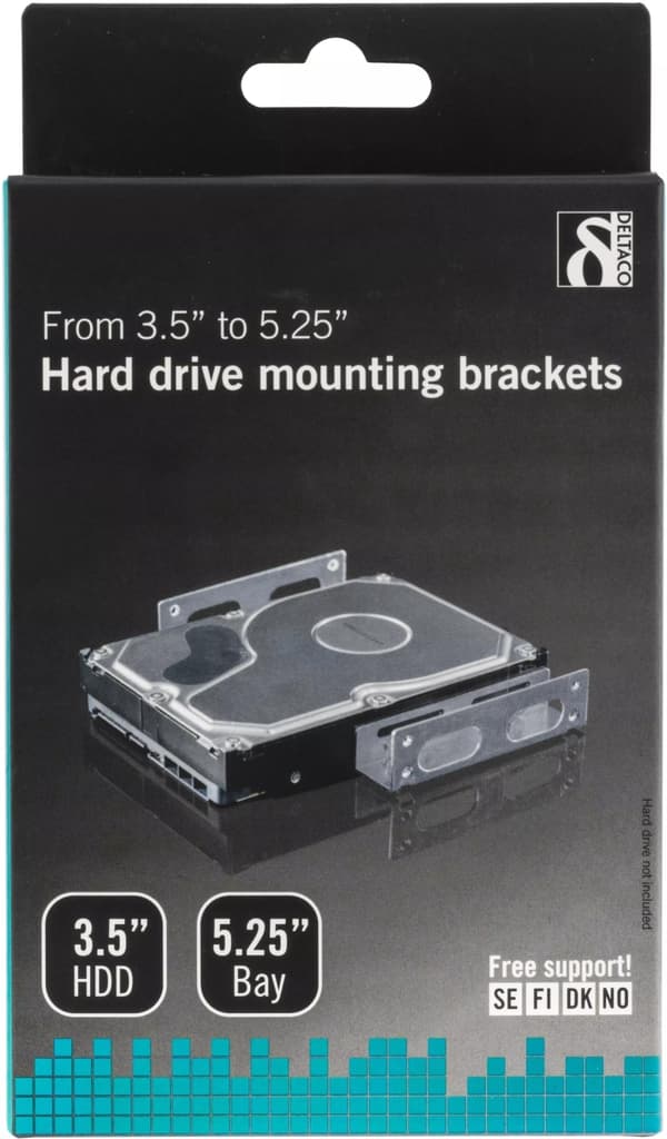 DELTACO monteringsvinkler til 3,5" harddisk i 5,25"