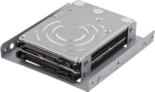 DELTACO monteringsram, 2x2,5" HDD till 3,5", silver