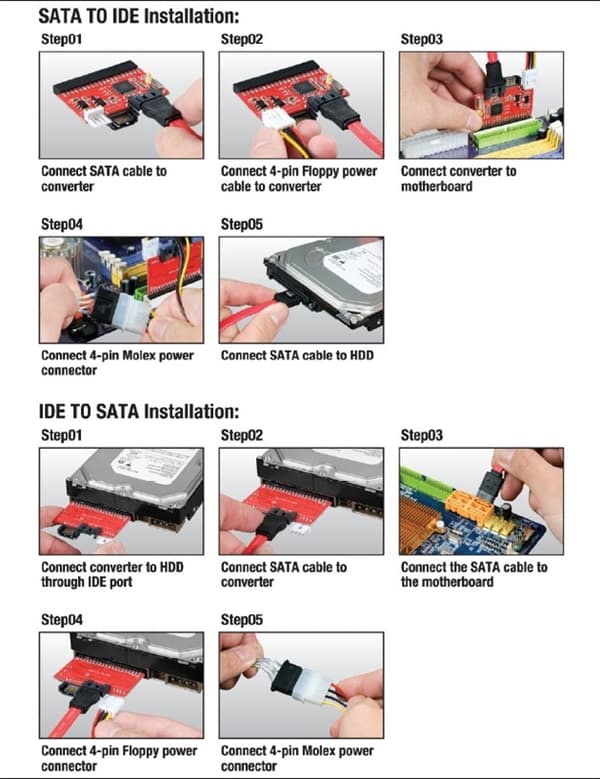 Harddiskadapter, IDE til SATA eller SATA til IDE