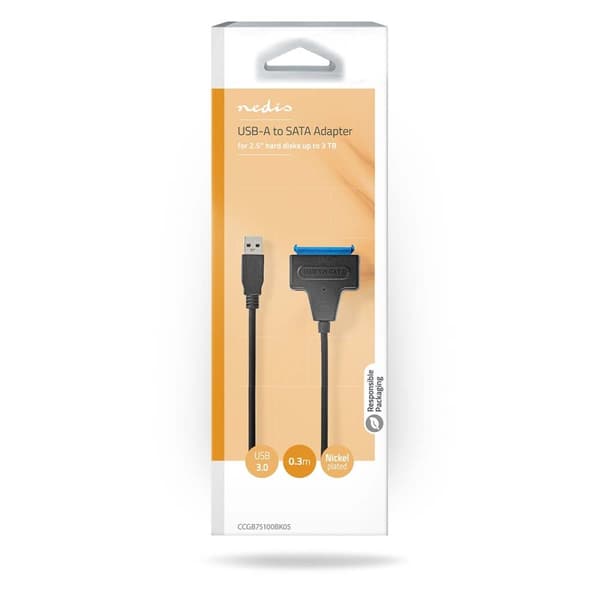 Nedis Hård disk Adapter | USB 3.2 Gen1 | 2.5 " | SATA l, ll, lll | USB ström