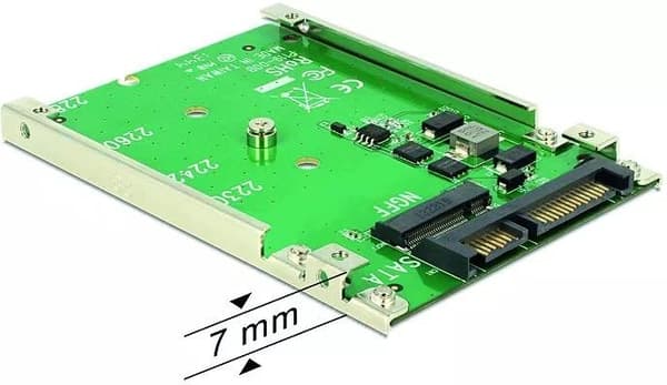 DeLOCK 2.5″ Converter SATA 22 pin > 1 x M.2 key B - 7 mm