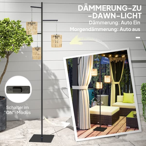 Solar Gulvlampe, 45x45x178 cm, Sort og Gul