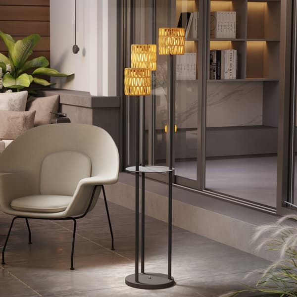 Golvlampa, Solar, Ø37x144H cm, Svart och Gul