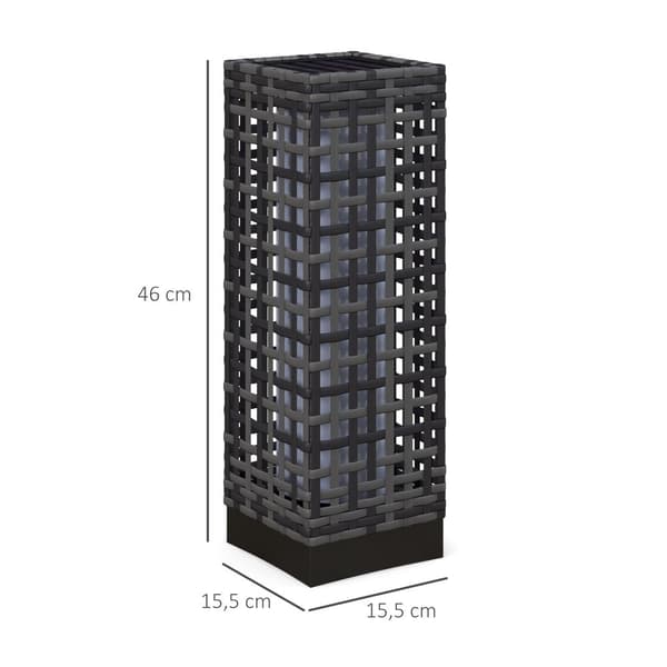 Ulkovalaisin, aurinkoenergialla toimiva rottinkivalaisin, 15,5P x 15,5L x 46K cm, harmaa