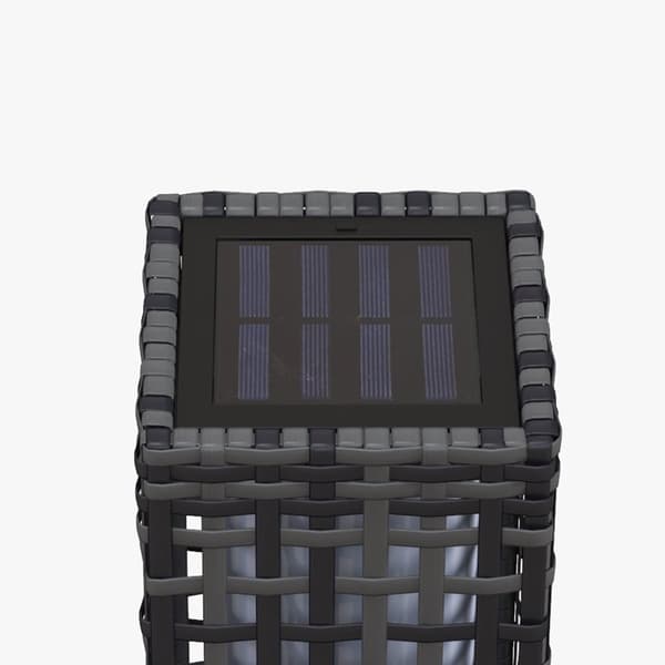 Ulkovalaisin, aurinkoenergialla toimiva rottinkivalaisin, 15,5P x 15,5L x 46K cm, harmaa