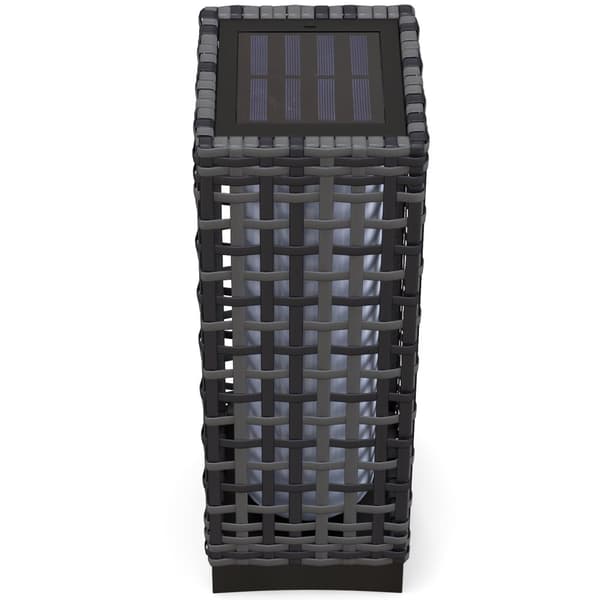 Ulkovalaisin, aurinkoenergialla toimiva rottinkivalaisin, 15,5P x 15,5L x 46K cm, harmaa