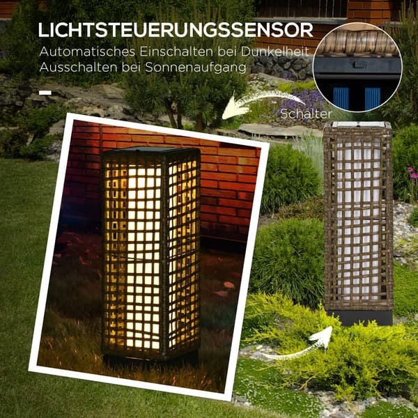 Udendørs Lampe, Solar, 15.5x15.5x46 cm, Sort