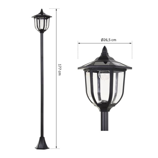 Solträdgårdslampa, 30/60 Lumen, Ø26.5xH177 cm, Svart