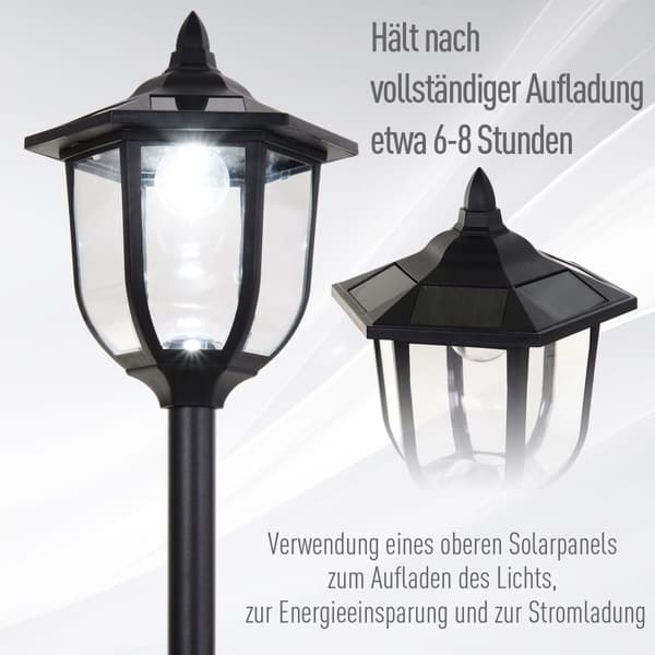 Solträdgårdslampa, 30/60 Lumen, Ø26.5xH177 cm, Svart