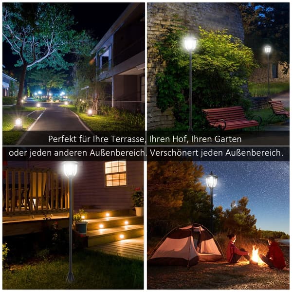 Solar Lanterne, LED 10 Lumen, 15x15x120 cm, Sort