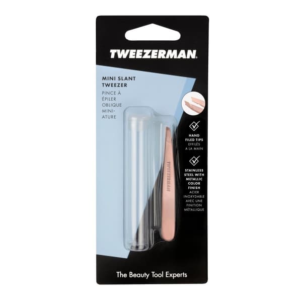 Tweezerman Mini skrå pincet - rosa guld