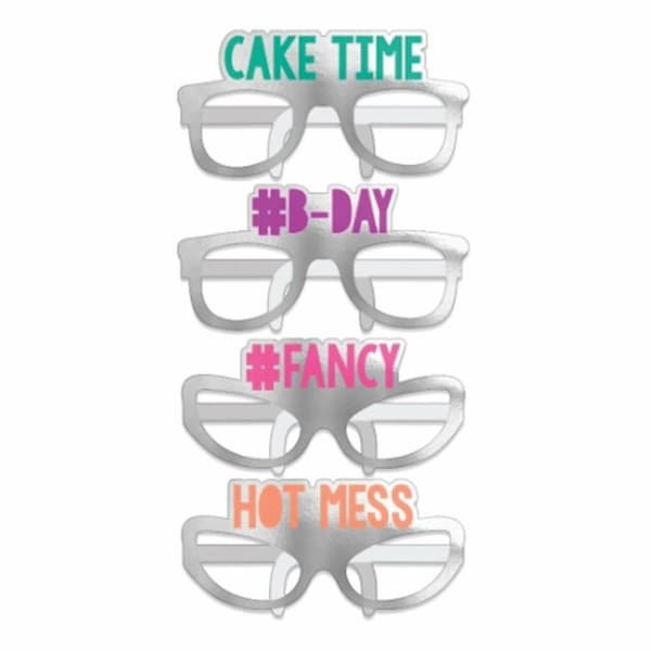 Amscan Young And Fab Paper Birthday Glasses (Pack of 12) Silver/Multicoloured One Size