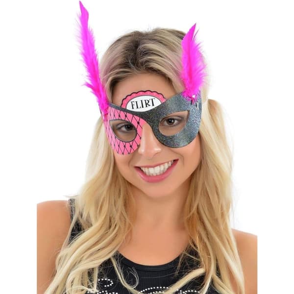 Text Hen Night Eye Mask (Pack of 6) Black/Pink/White One Size