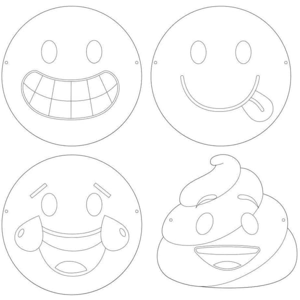 Emoji Party Mask (Pack of 72) White/Black One Size